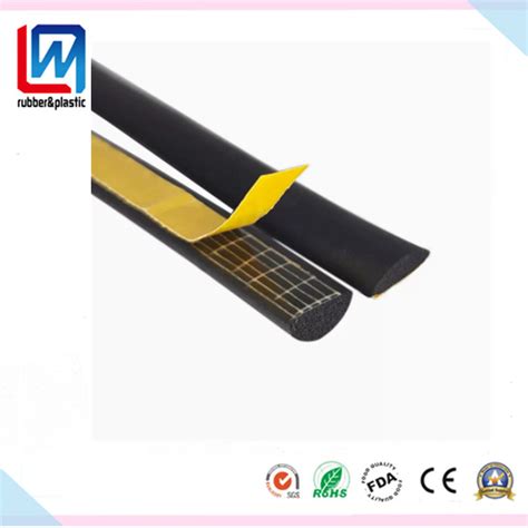 Custom D Shaped Epdm Rubber Adhesive Extruded Weather Seal Strips For