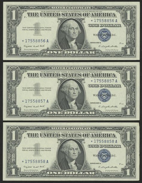 Lot Of A One Dollar U S Silver Certificate Star Notes With