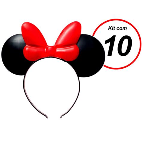 Kit 10 Tiara De Orelhas Do Tipo Minnie Arquinho Para Meninas Festa