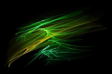 Fundo De Linhas Verdes E Amarelas Glossy Waves Fundo Abstrato Psd Premium