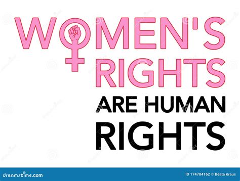 Women`s Rights Are Human Rights Vector Poster With Female Sign Stock