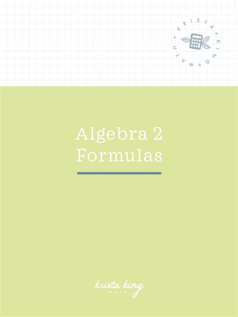 Algebra+2 Formulas | PDF