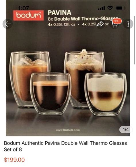 BNIB Bodum Double Wall Thermo Glass 8 Pcs Furniture Home Living