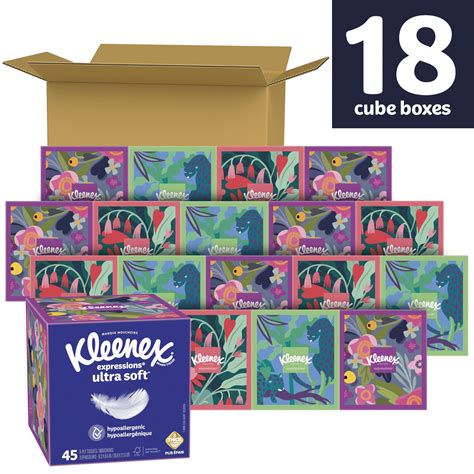 Kleenex Expressions Ultra Soft Facial Tissues 18 Cube Boxes 60