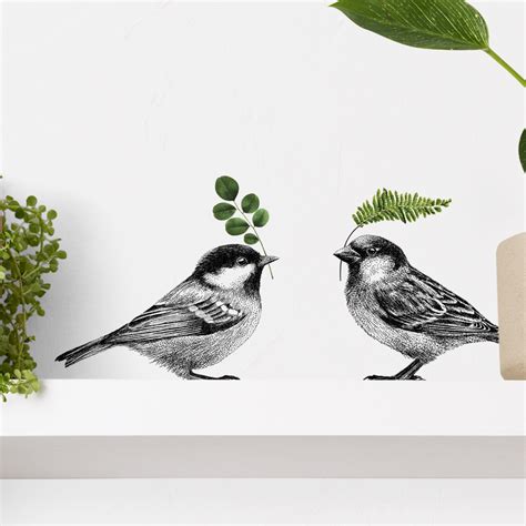 Muursticker Vogels Set Fine Forest Met De Hand Ge Llustreerd