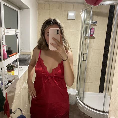 Red Satin Slip Dress Lingerie Depop
