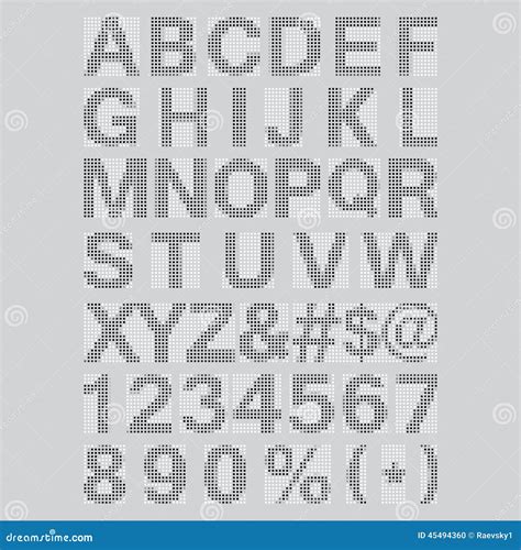 Pixel Font Alphabets And Numerals Characters In Vector Illustration 45494360