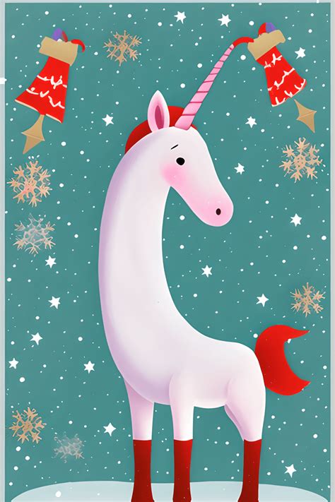 1 Real Unicorn With Christmas Beautiful Illustrations · Creative Fabrica