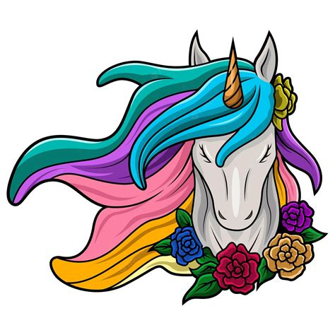 Ilustración De Hermosa Cabeza De Unicornio Vector Premium