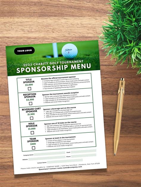 Golf Event Sponsorship Form Canva Templates Editable Fundraiser