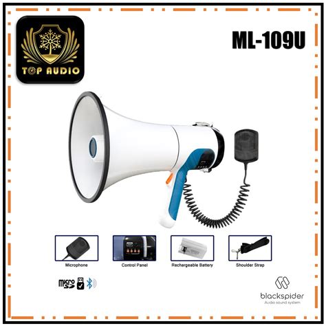 Black Spider Ml U Megaphone Loud Hailer With Siren Usb Aux