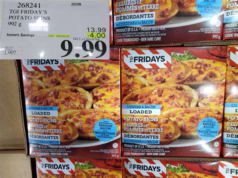 268241 Tgi Friday S Potato Skins 992 G 4 00 Instant Savings Expires On 2020 02 02 9 99 Costco