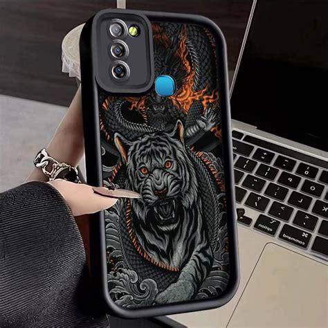 เคสสำหรบ Infinix Smart Hot Lite เคสโทรศพทซลโคนฝาครอบปองกนลายมงกรและเสอ Shopee