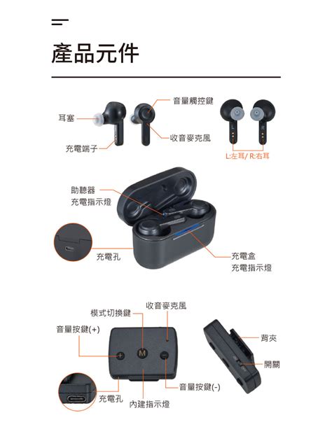 Mimitakara 耳寶 下單贈p幣 Tws真無線藍牙充電式助 聽 器 6en 黑色 白色 雙耳 Pchome 24h購物