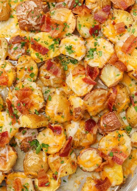 Bacon Roasted Potatoes Cheesy Bacon Potatoes Baby Potato Recipes