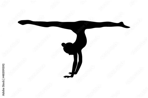 Gymnast Silhouette Artistic Gymnastics Handstand Black Shape Isolated