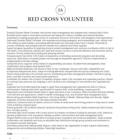 Phlebotomist Red Cross Volunteer Resume Example