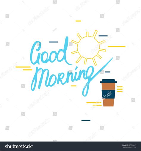 Good Morning Title Cup Coffee Sun Stock Vector Royalty Free