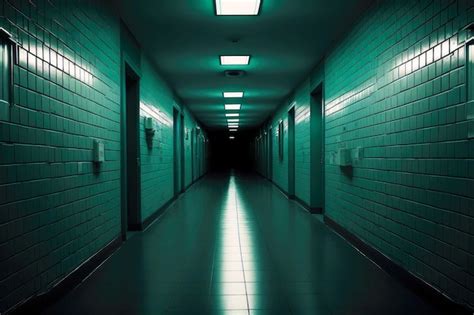 Premium Photo | Empty medical institution corridor in hospital at night