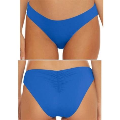 Becca Swim Becca Nwt Adela Shirred Hipster Bikini Bottom Small Blue