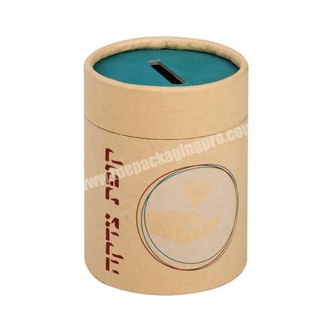 Unique CMYK Printing Private Logo Piggy Bank Round Kraft Paper Cylinder