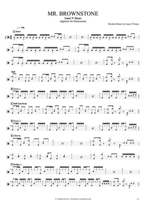 Mr Brownstone Tab By Guns N Roses Guitar Pro Full Score Mysongbook