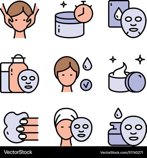 Skin Care Icons Set Makeup Removal Royalty Free Vector Image