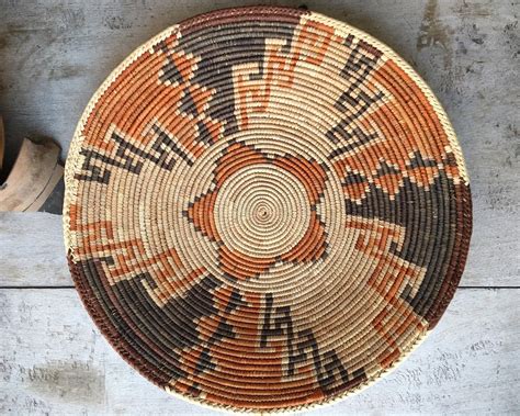 Vintage Coiled Basket Bohemian Decor Southwestern Decor Native Style