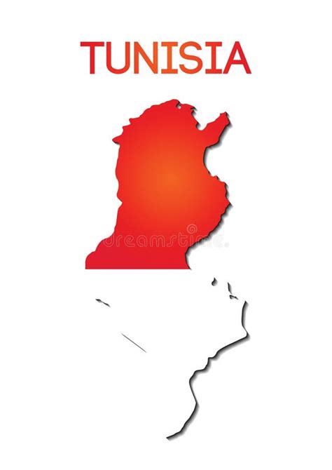 National Flag Color In Map Of Tunisia Gradient Design Stock Vector