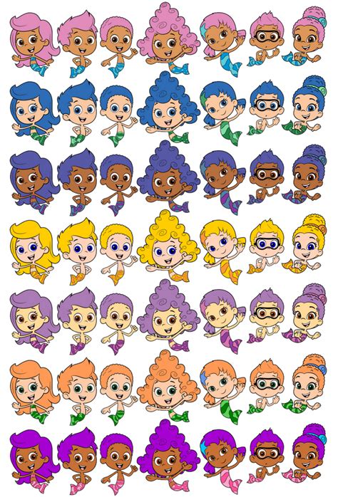 7 bubble guppies with 7 color swaps by mixelsarecool on DeviantArt