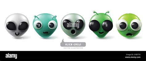 Emojis Alien Emoticons Characters Vector Set Emoji Emoticons Aliens