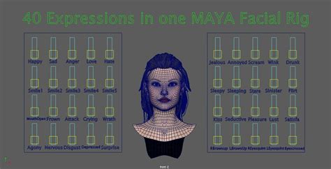 40 Female Expressions in one MAYA Facial Rig 