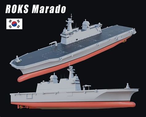 Dokdo-class ROKS Marado amphibious assault ship Low-poly 3D model ...