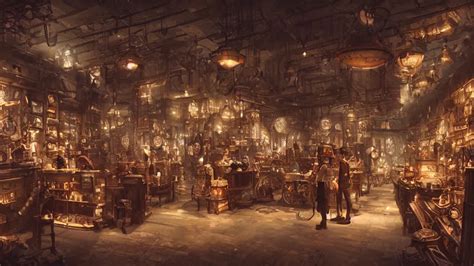 A Highly Detailed Image Of A Steampunk Store By Danar Stable