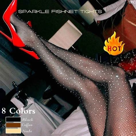 Hot Crystal Shiny Fishnet Stockings Women S Stretch Fishnet Stockings Rhinestone Pantyhose Open
