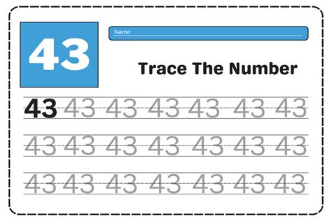 Number 43 Tracing Practice Worksheet With Worksheet For Learning