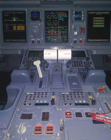 Airplane Cockpit Of Embraer-175. Aircraft Cockpit. Stock Photo - Image ...