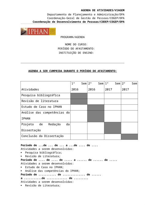 DOCX AGENDA DE VIAGEM CRONOGRAMA DE Portal Iphan Gov Br Uploads