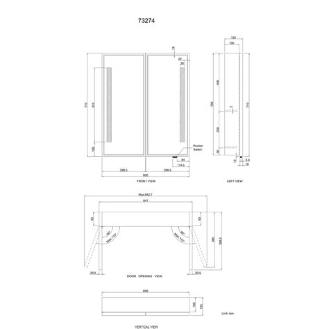 Mia Battery Operated Black Framed Illuminated LED Mirror Cabinet 710x600mm