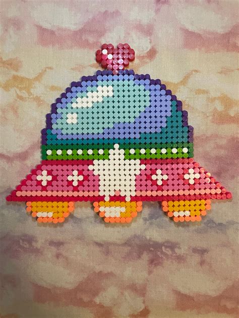 Alien Love Spaceship Ufo Perler Bead Caps Art Etsy