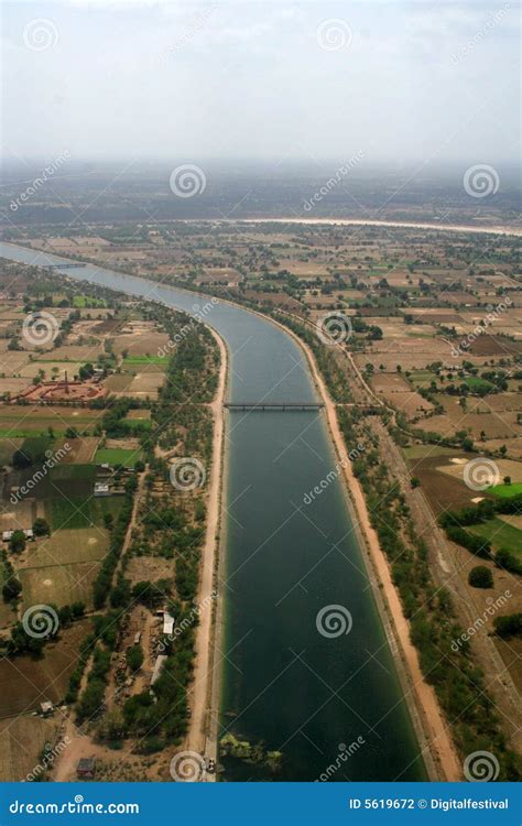 Aerial View Irrigation Canal in India Stock Photo - Image of water ...