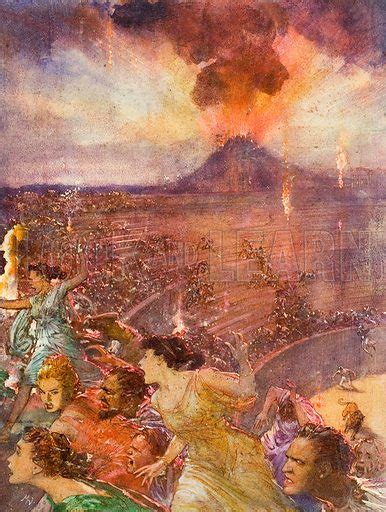 Romans fleeing the eruption of Vesuvius, Pompeii, 79 stock image | Look ...