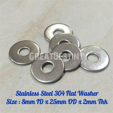 Stainless Steel 304 Flat Washer M8 Id85mm X Od25mm X Thk2mm 5pcs