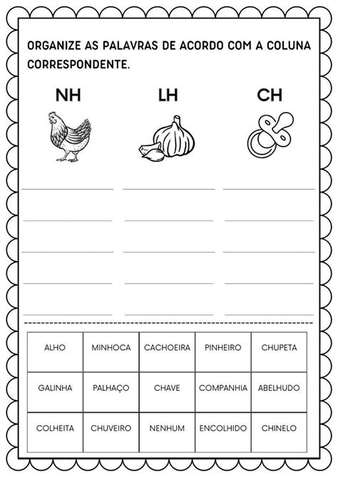Palavras Com Lh Nh E Ch - Atividade NH, CH, LH | Palavras com lh, Palavras com ch, Atividades ...