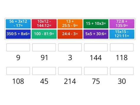 Calcule matematice clasa a4a Potrivește