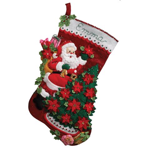 Shop Plaid Bucilla Seasonal Felt Stocking Kits Santa Poinsettia