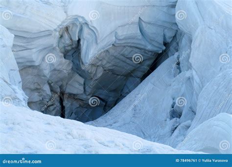 Huge Crack In Mountain Glacier Ice Stock Image Image Of Blue Extreme