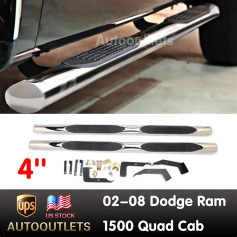 For 2002 2008 Dodge Ram 1500 Quad Cab 4 Oval Side Step Nerf Bars