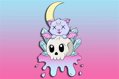 Cute Creepy Pastel Goth Kawaii Cat Graphic By Unlimited Art Creative