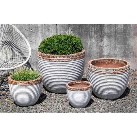 Glazed Ceramic Pottery Coil Planters White Kinsey Garden Decor